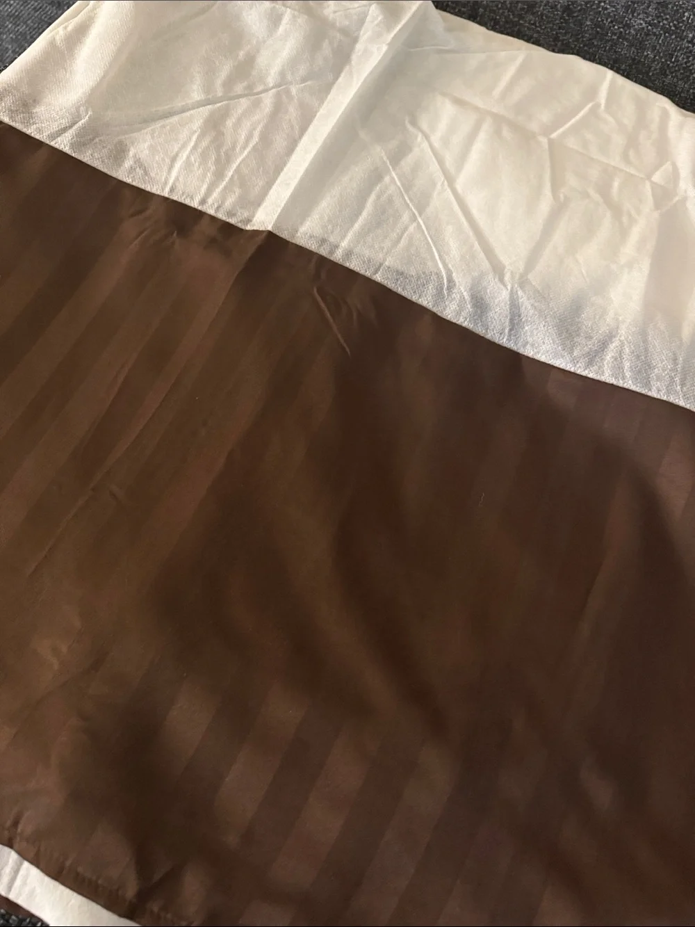 Striped Chocolate Brown Bed Skirt Fit under Mattress.